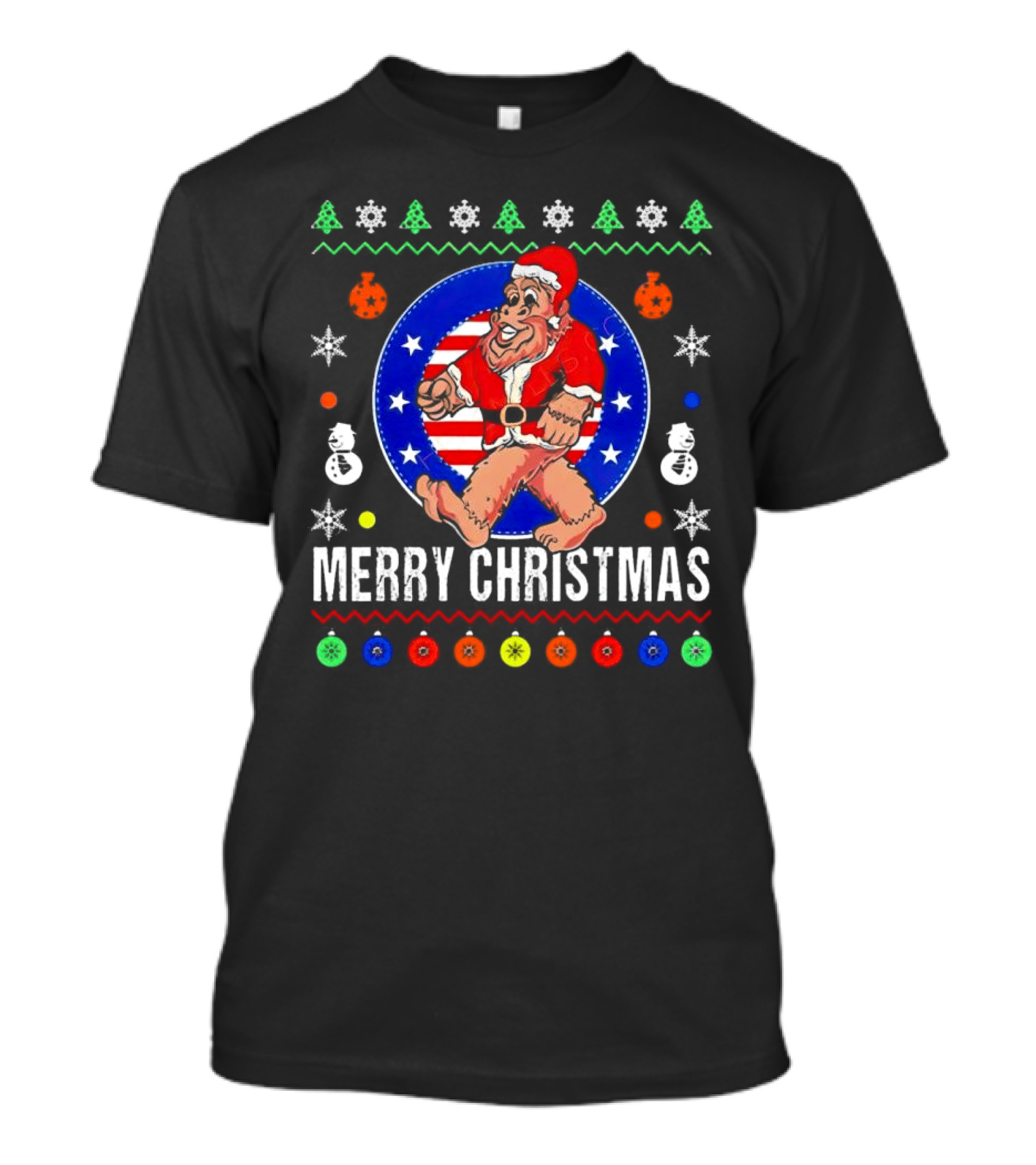 Merry Christmas Bigfoot Santa Claus Festive Holiday T-Shirt