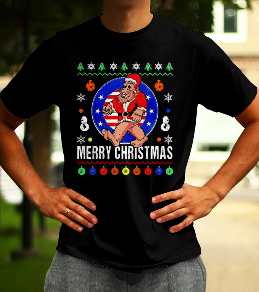 Merry Christmas Bigfoot Santa Claus Festive Holiday T-Shirt