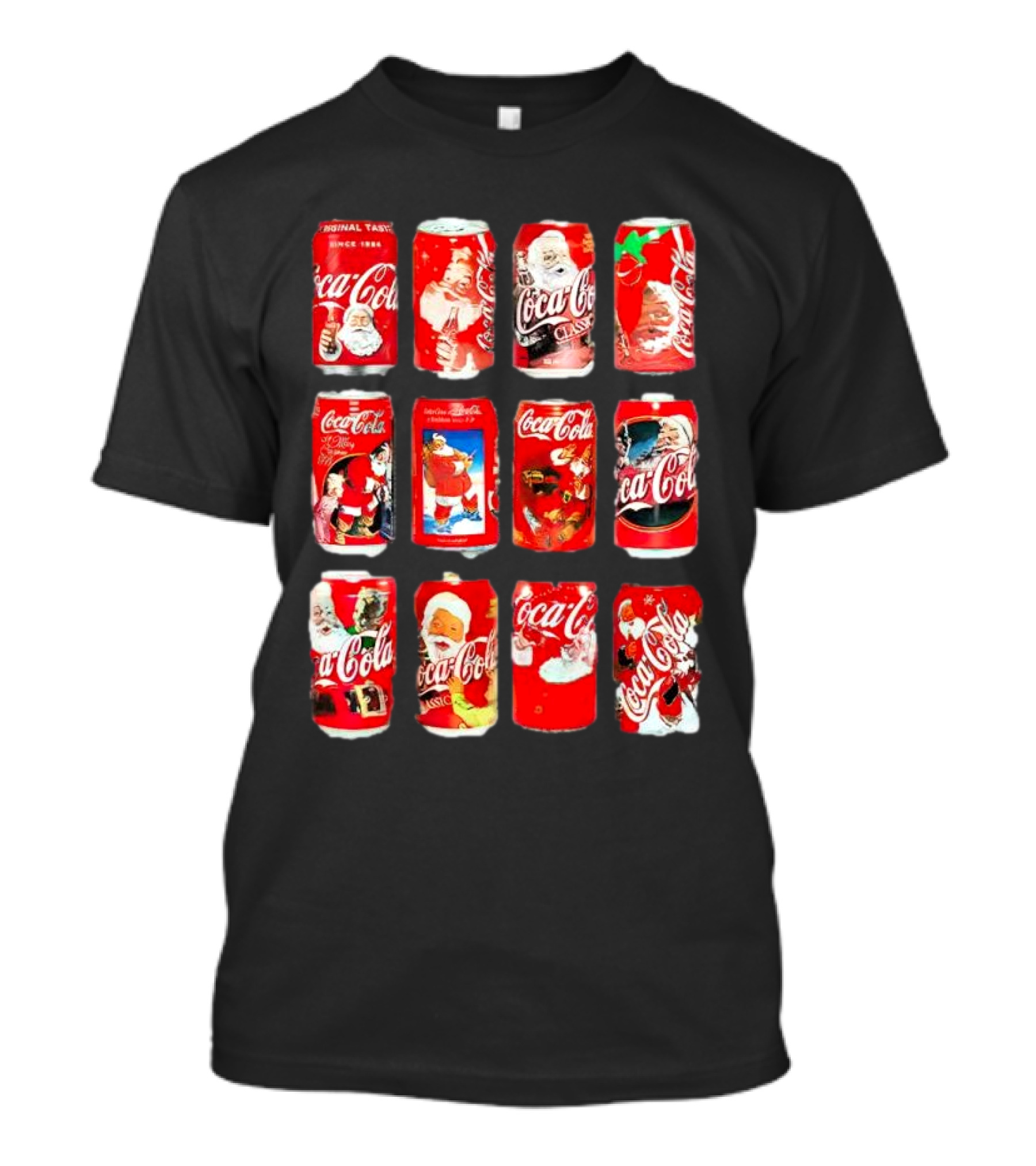 Coca Cola Santa Claus Cans Collection Vintage Holiday T-Shirt