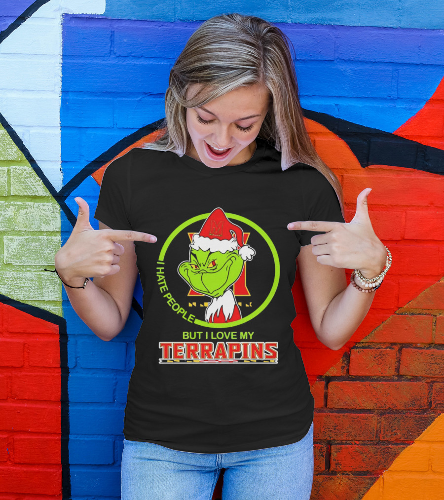 Grinch I Hate People But I Love My Maryland Terrapins Christmas T-Shirt