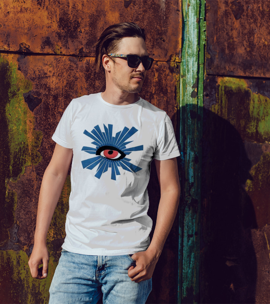 House Of Errors Eye Design With Radiant Blue And Red Iconic Elements T-Shirt