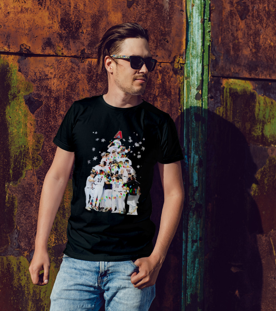 Arizona Diamondbacks Baseball Team Christmas Tree With Logo And Players T-Shirt