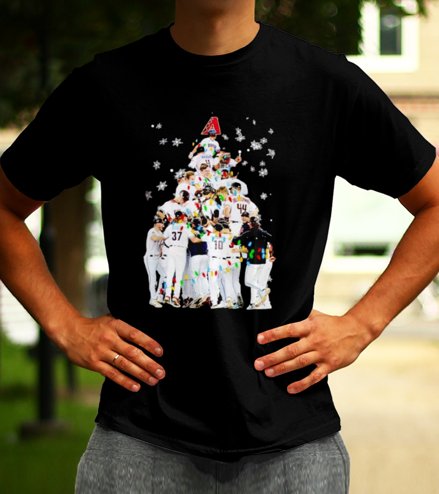 Arizona Diamondbacks Baseball Team Christmas Tree With Logo And Players T-Shirt