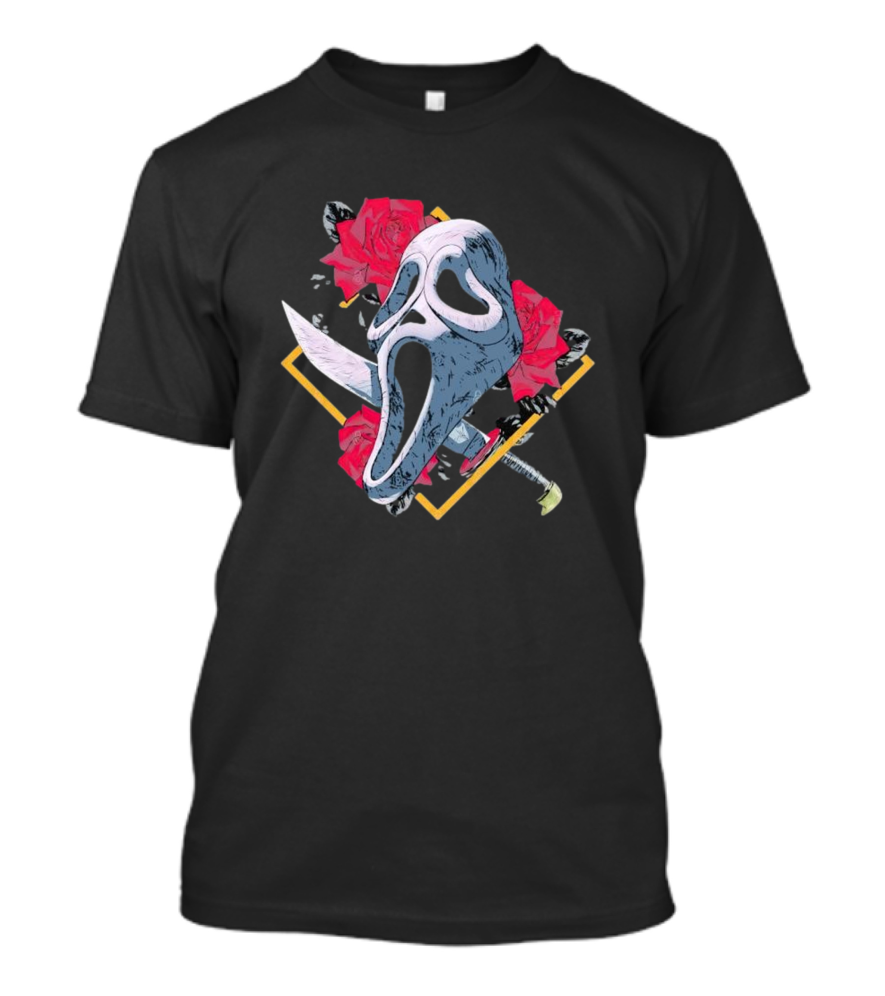 Ghostface Mask With Roses And Knife T-Shirt