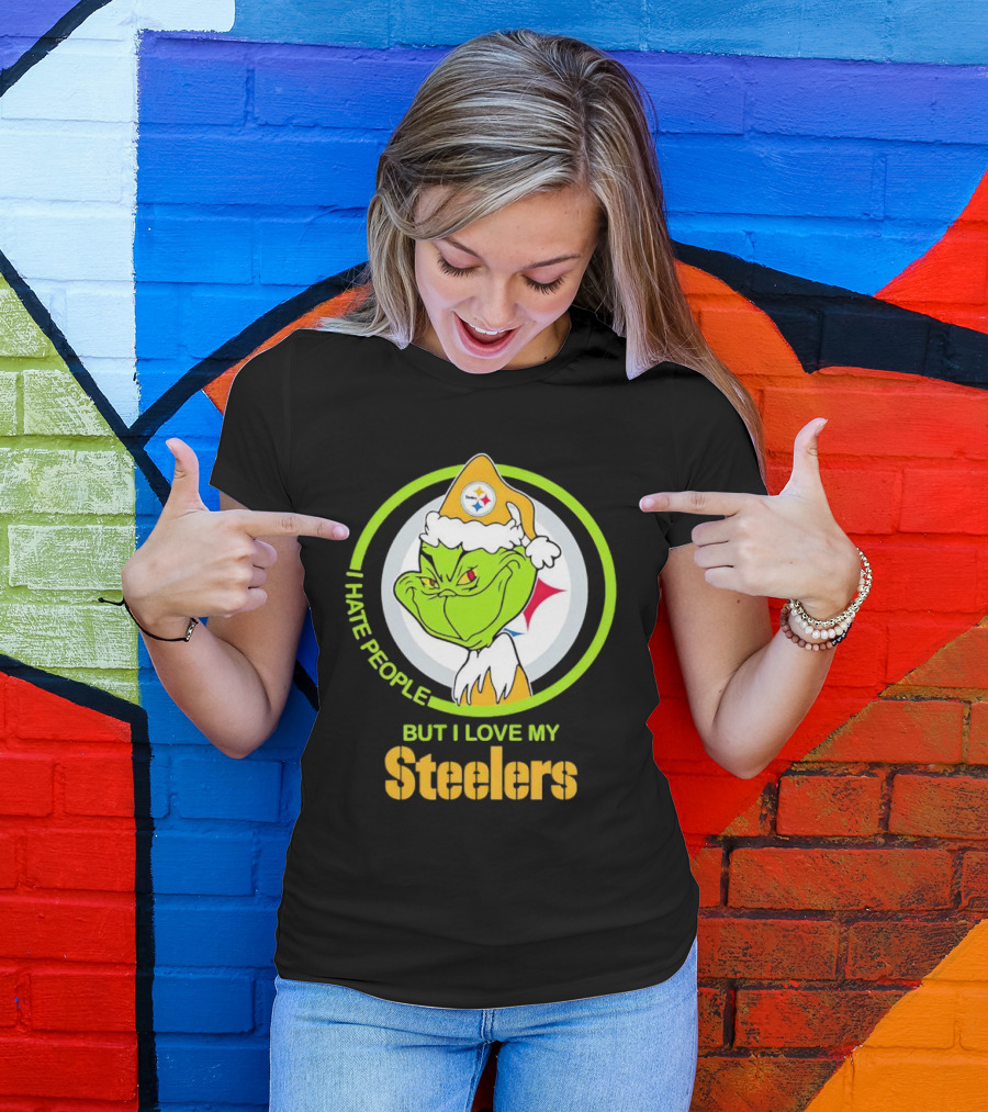 Grinch I Hate People But I Love My Steelers Pittsburgh T-Shirt
