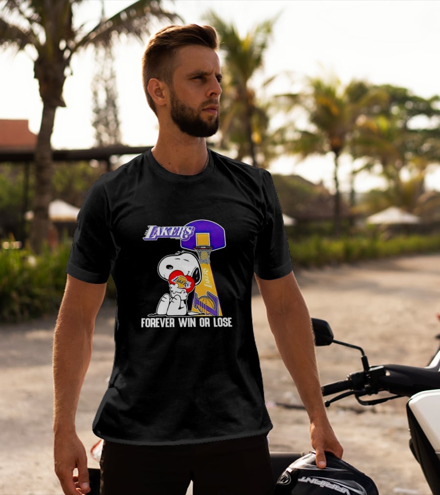 Snoopy Los Angeles Lakers Basketball Forever Win Or Lose T-Shirt