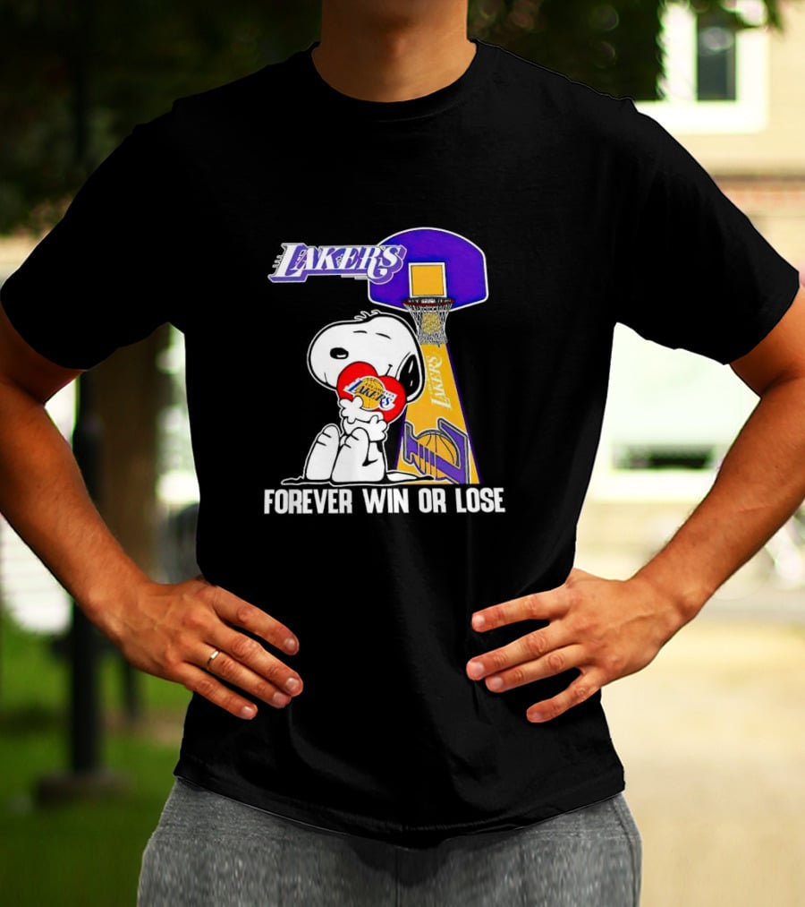 Snoopy Los Angeles Lakers Basketball Forever Win Or Lose T-Shirt