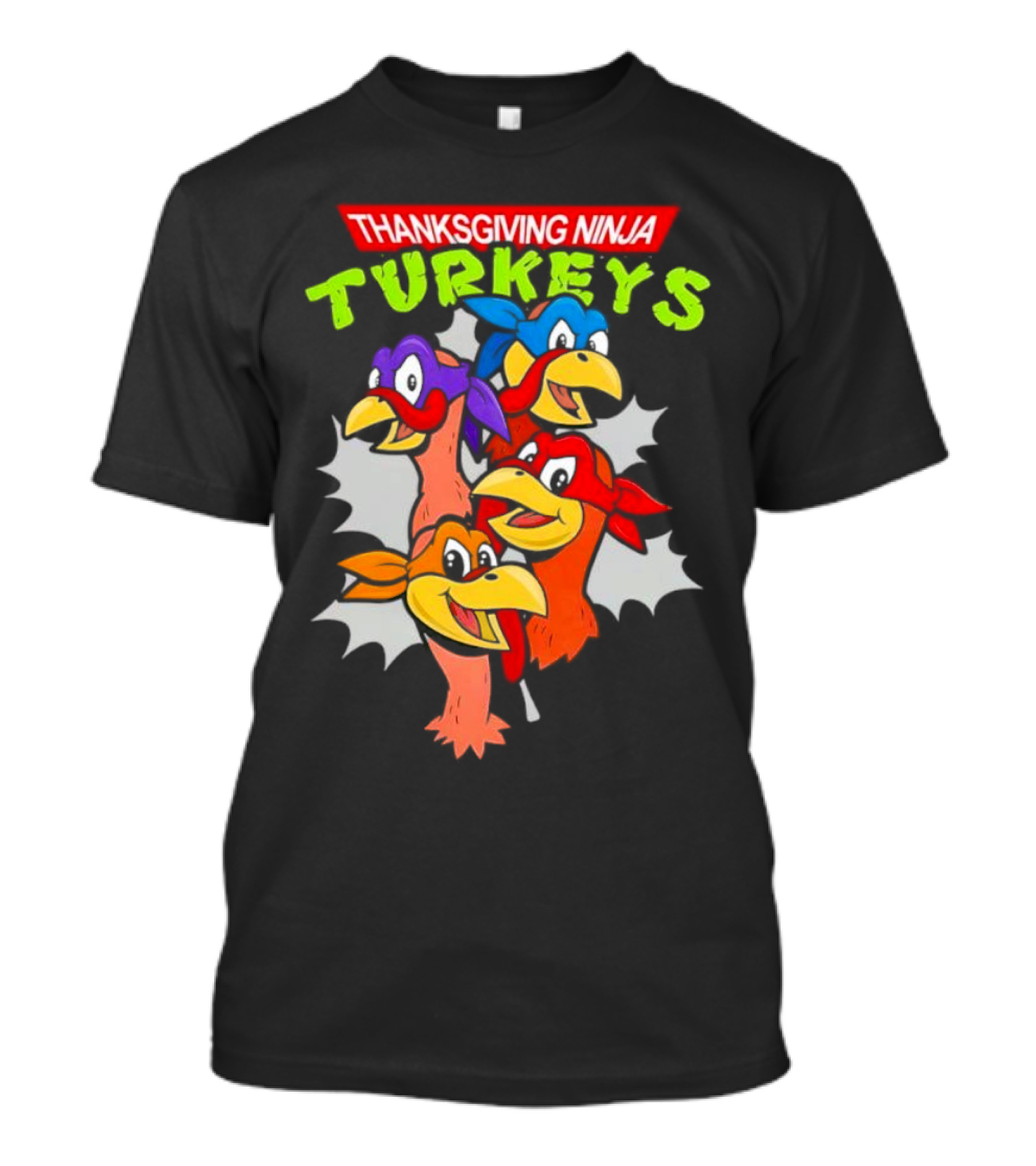 Thanksgiving Ninja Turkeys Cartoon T-Shirt