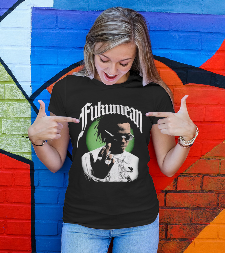 Fukumean 90s Vintage Hip Hop Style With Green Aura T-Shirt