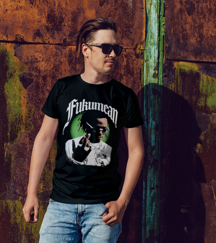 Fukumean 90s Vintage Hip Hop Style With Green Aura T-Shirt