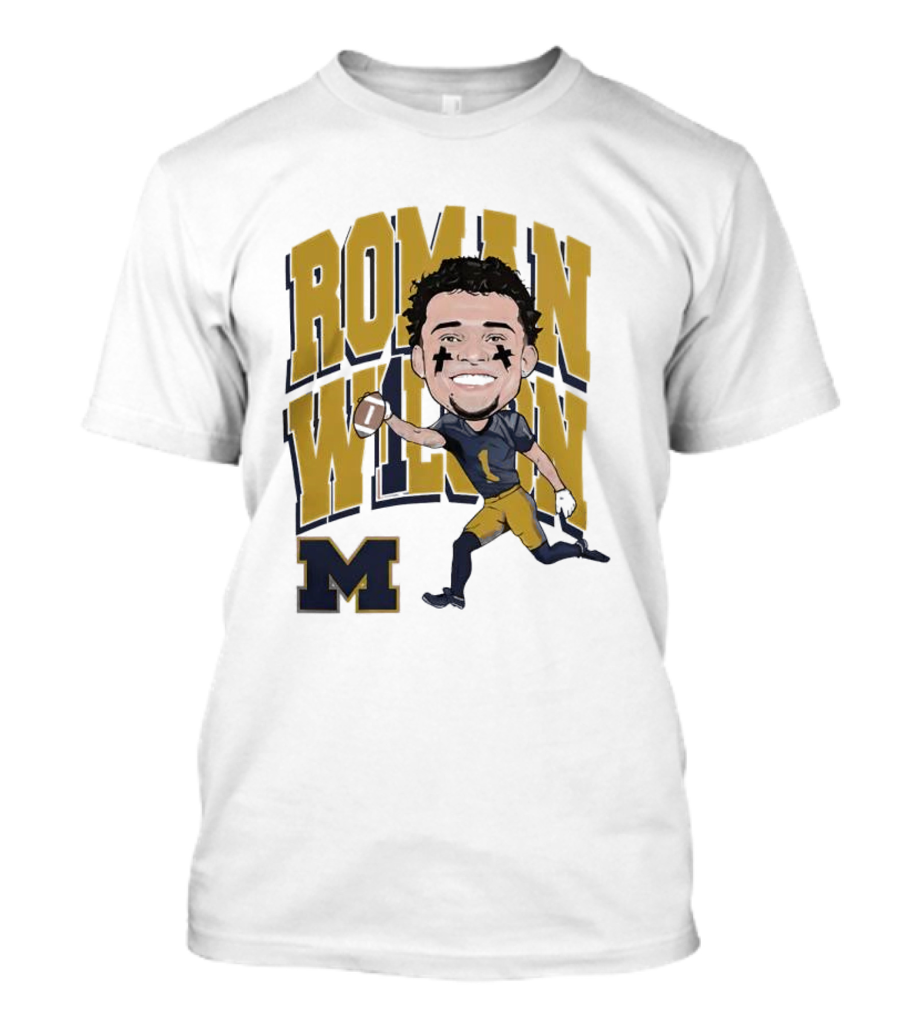 Roman Wilson University Of Michigan Football Caricature Roman Wilson M T-Shirt