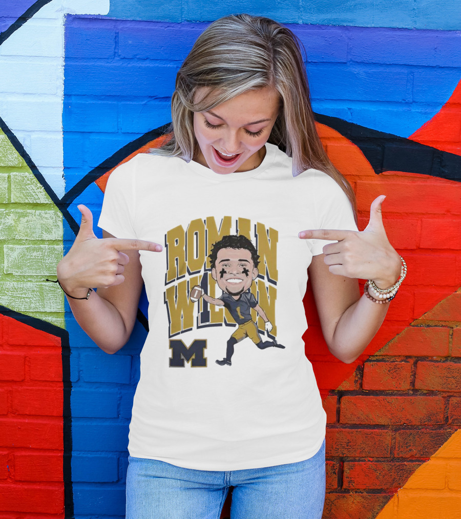 Roman Wilson University Of Michigan Football Caricature Roman Wilson M T-Shirt