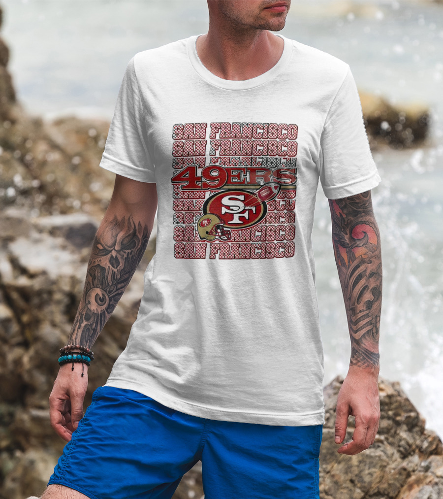 San Francisco 49ers Checkered Helmet T-Shirt