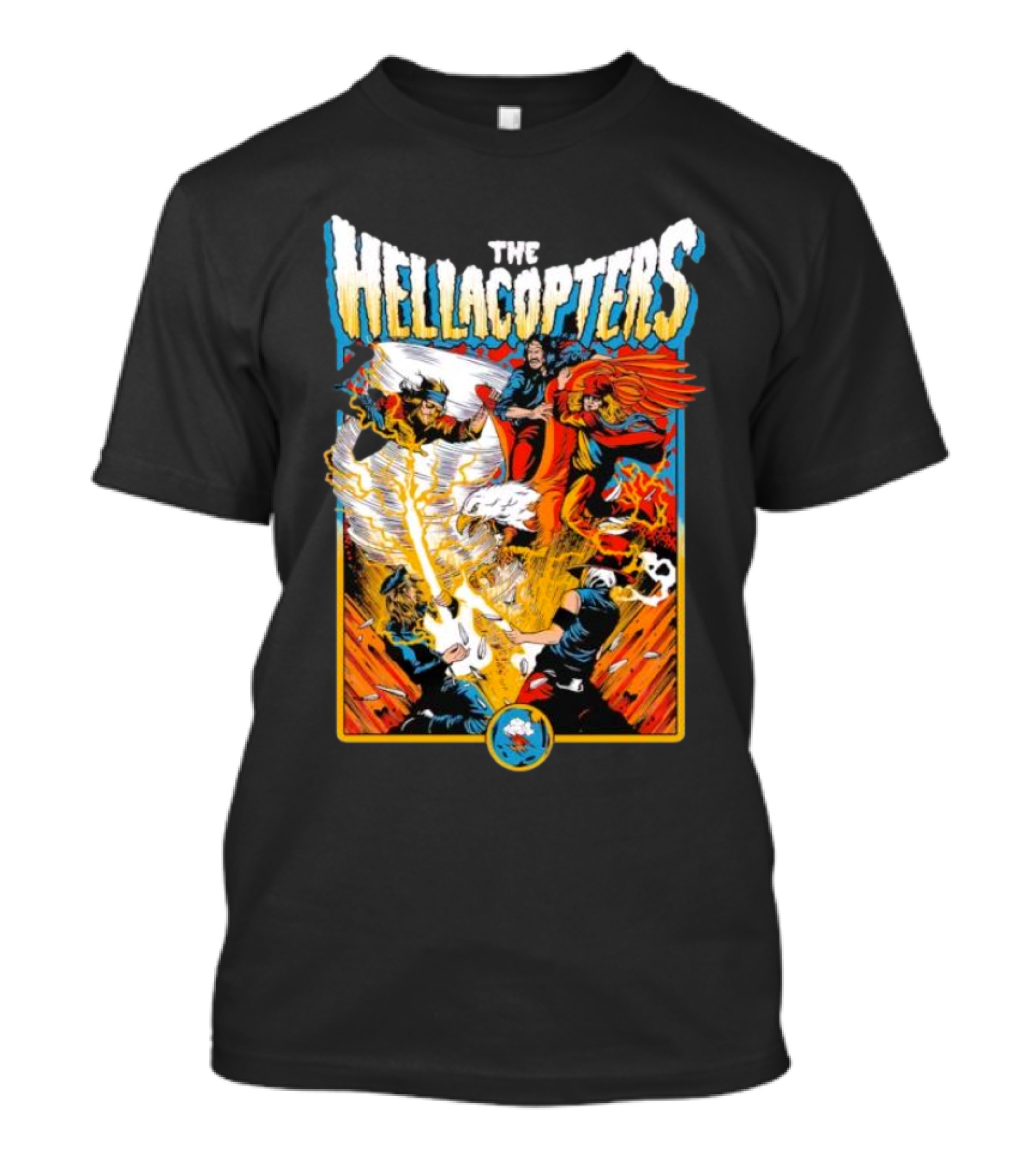 The Hellacopters Superhero Comic Rock Battle Machado T-Shirt