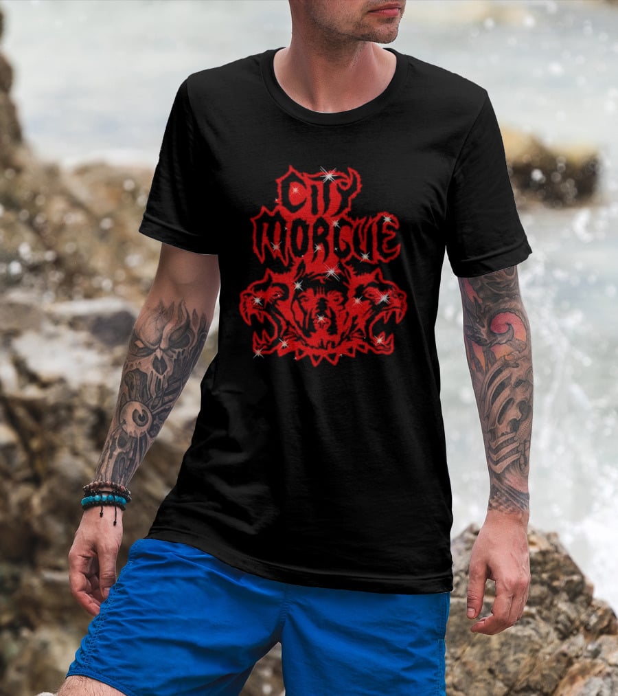 City Morgue Rhinestone Cerberus T-Shirt