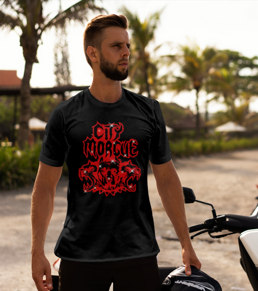 City Morgue Rhinestone Cerberus T-Shirt