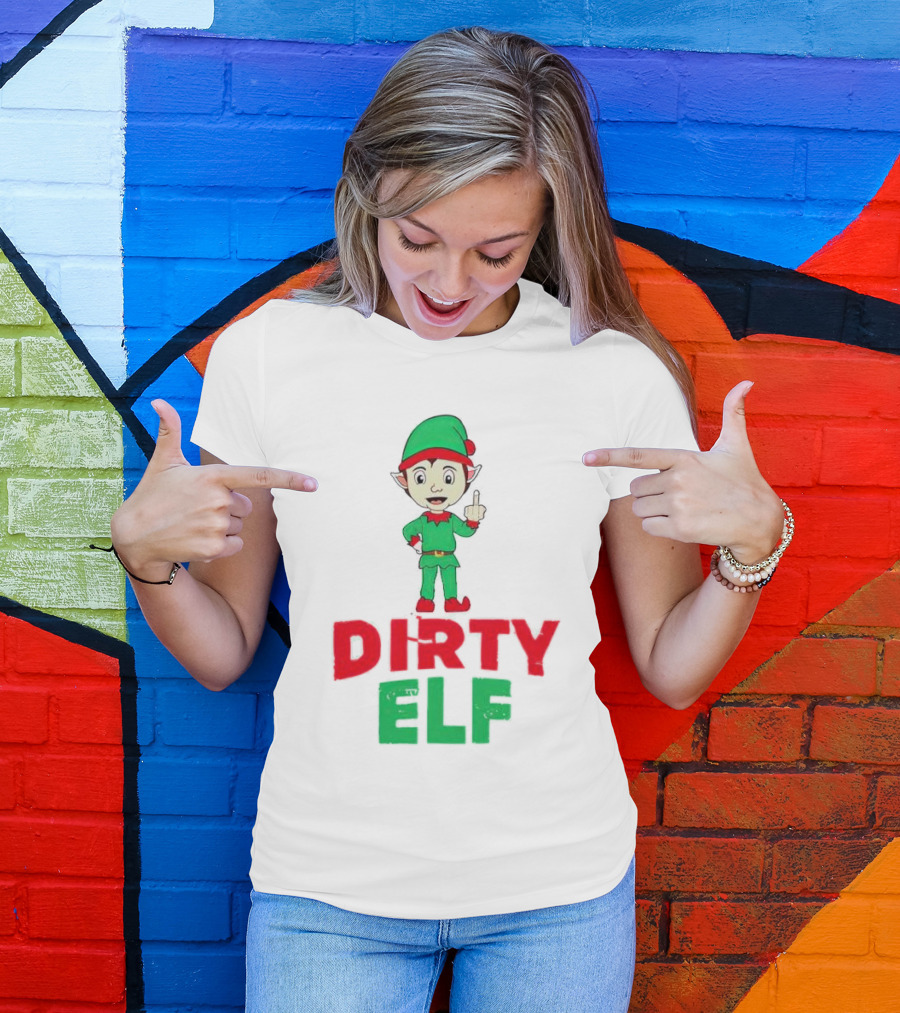 Dirty ELF Christmas Middle Finger T-Shirt