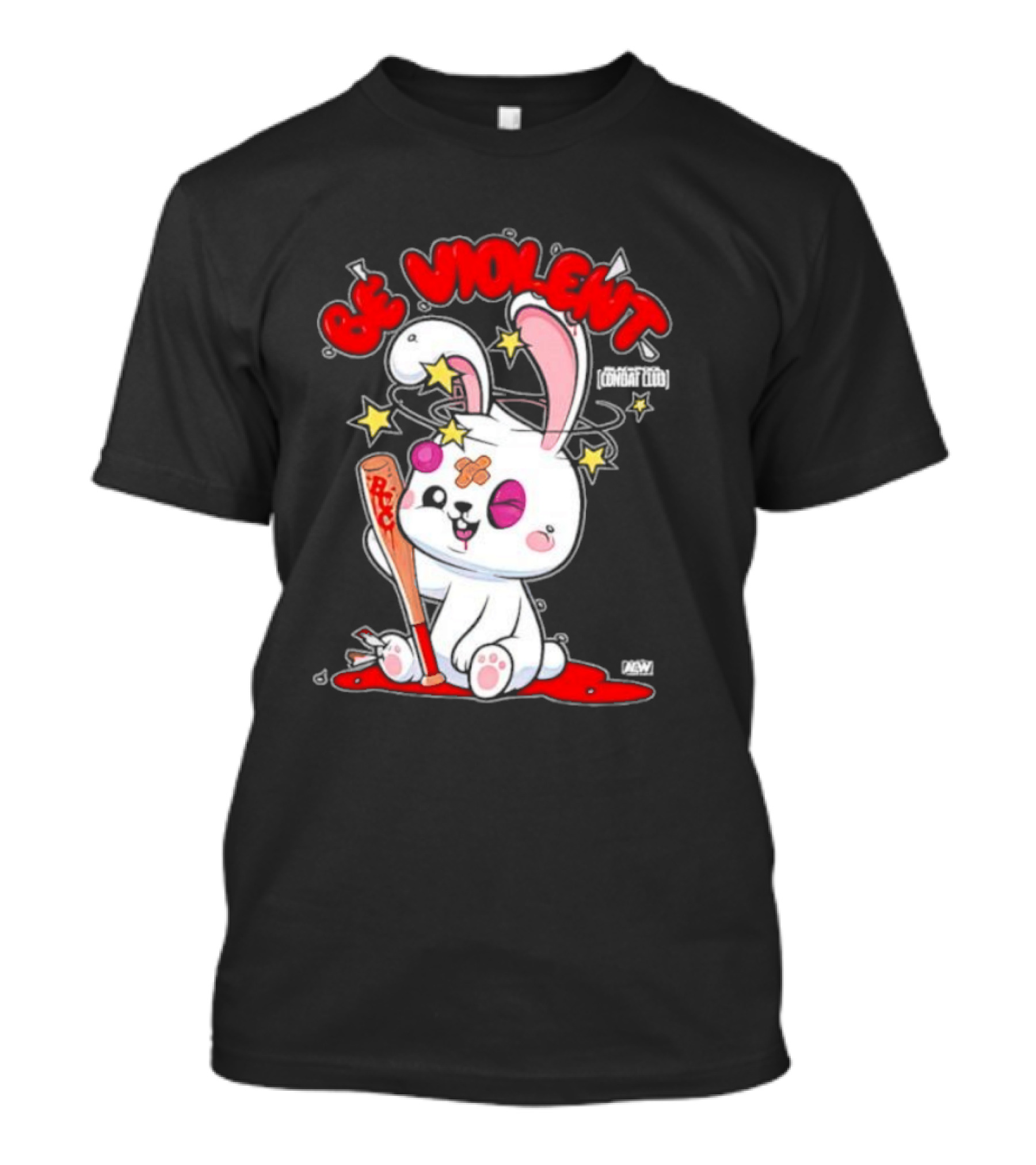 Blackpool Combat Club Be Violent Bunny With Bat And Stars T-Shirt