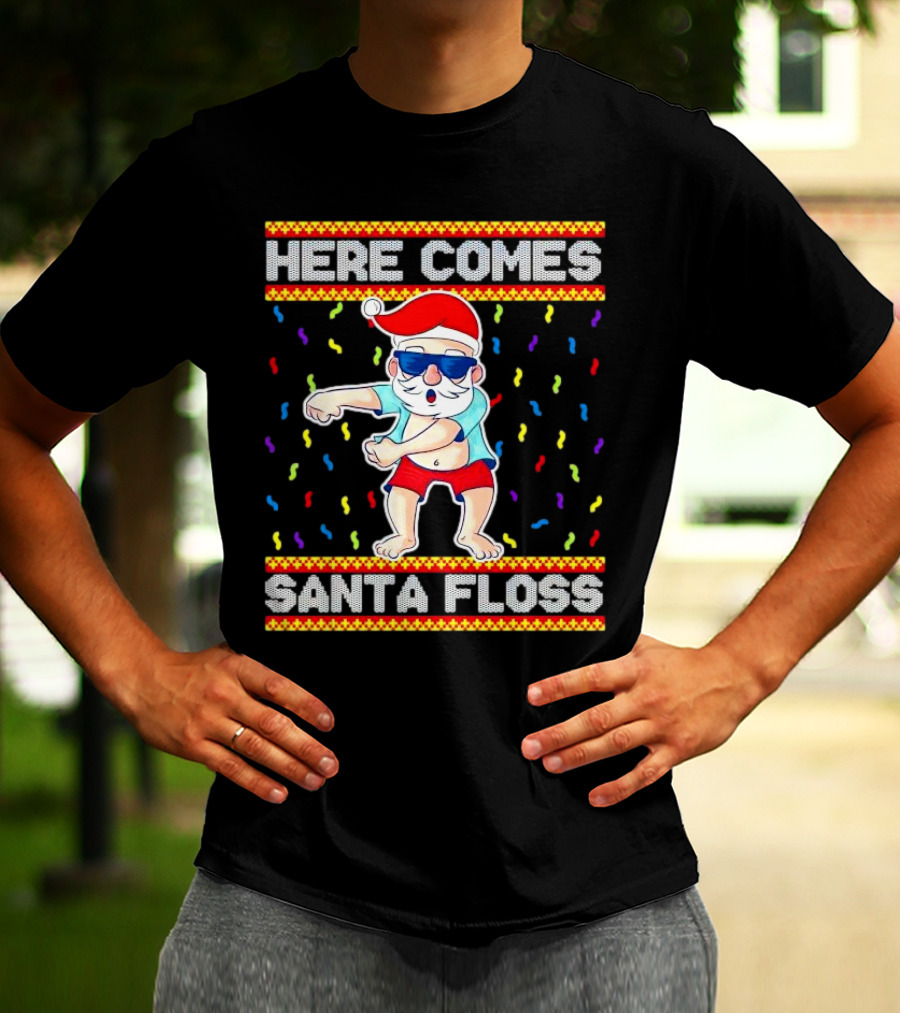 Here Comes Santa Floss Christmas Dance Party T-Shirt