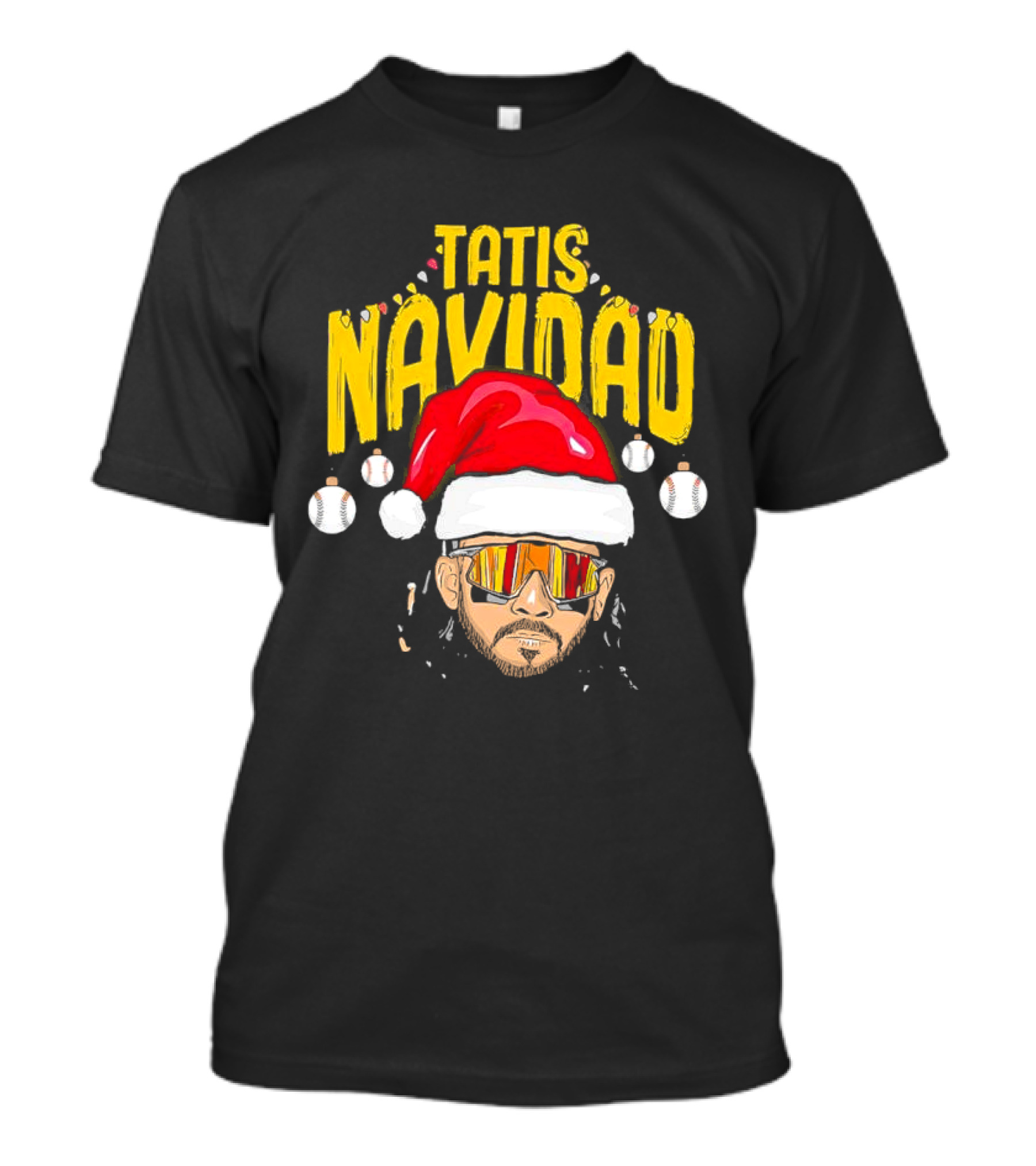 Tatis Navidad Santa Hat Baseball Sunglasses T-Shirt