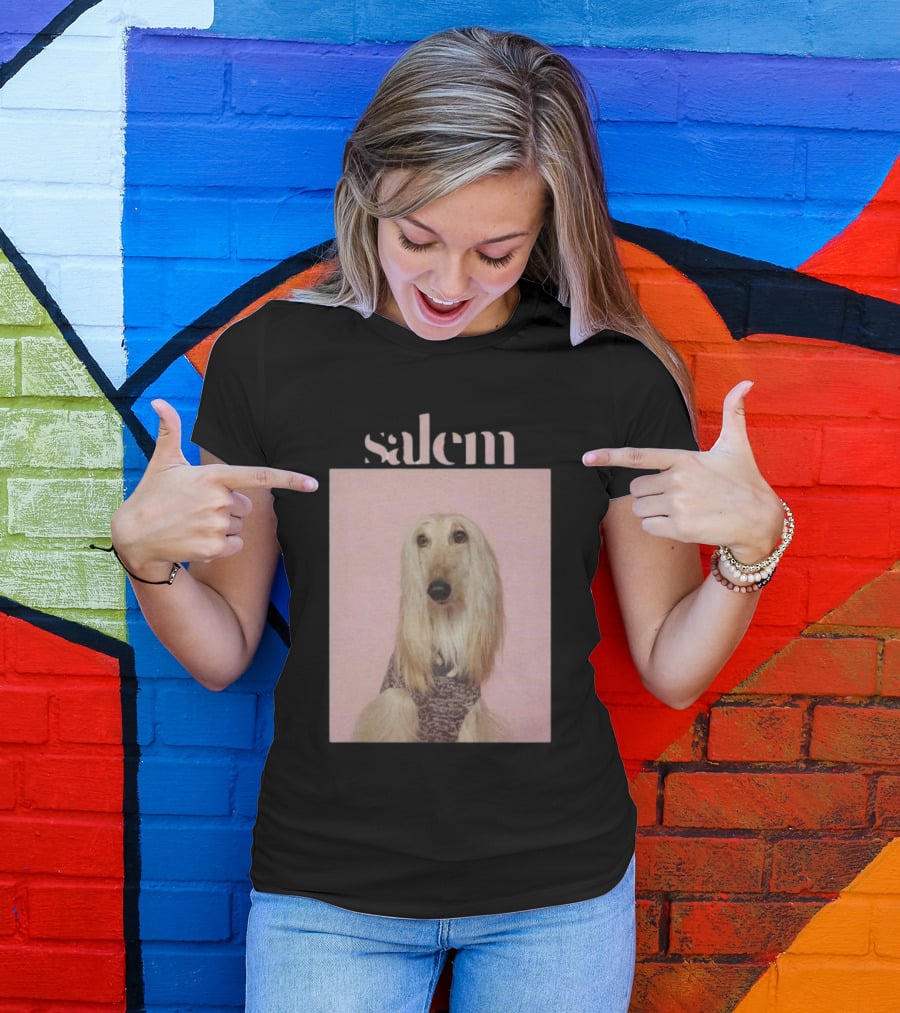 Salem Ilese Dog Afghan Hound Portrait On Pink Background T-Shirt