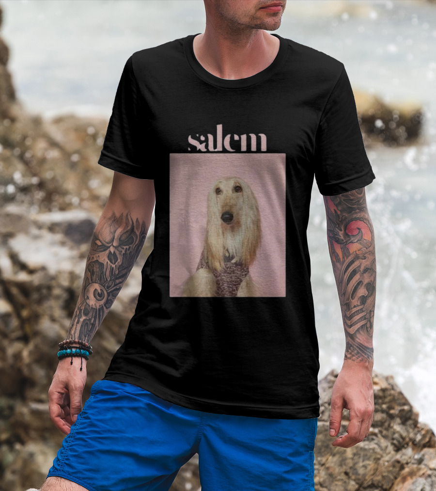 Salem Ilese Dog Afghan Hound Portrait On Pink Background T-Shirt