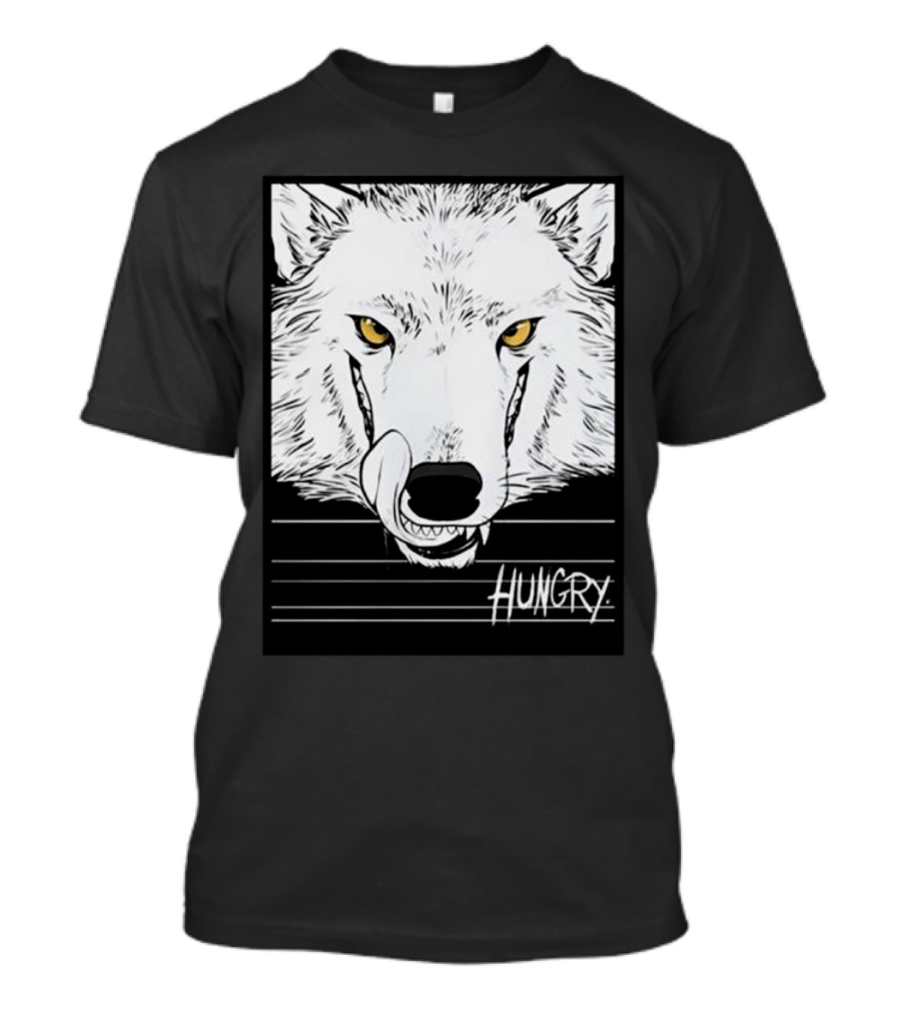 Hungry Wolf Illustration With Intense Expression T-Shirt