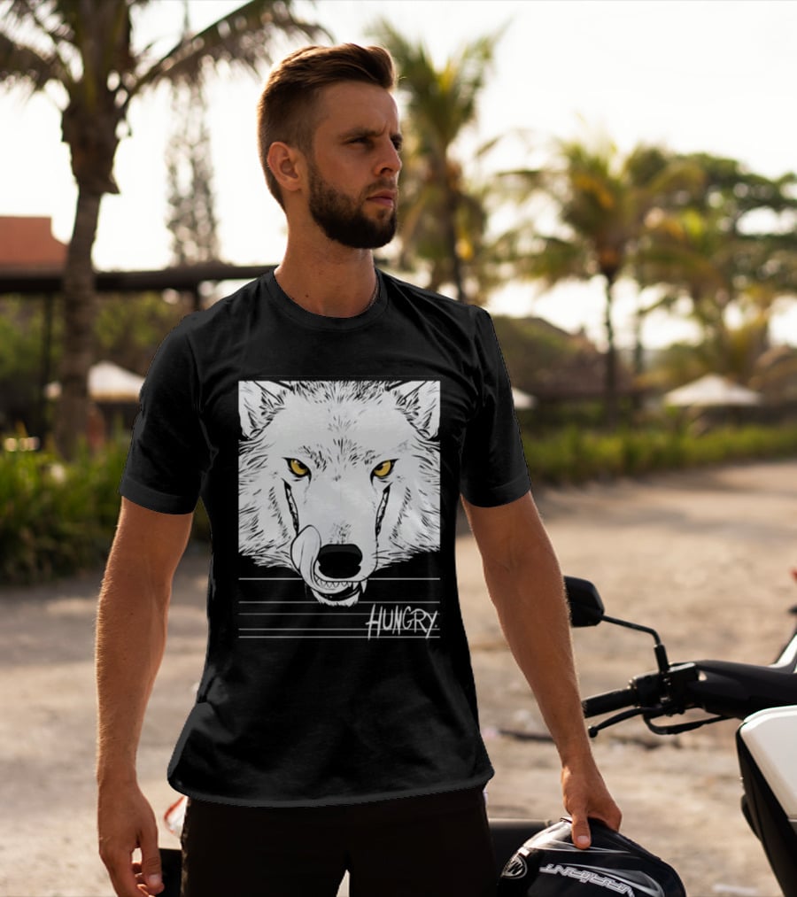 Hungry Wolf Illustration With Intense Expression T-Shirt