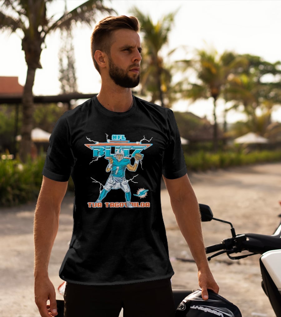 Tua Tagovailoa Miami Dolphins NFL Blitz Football T-Shirt