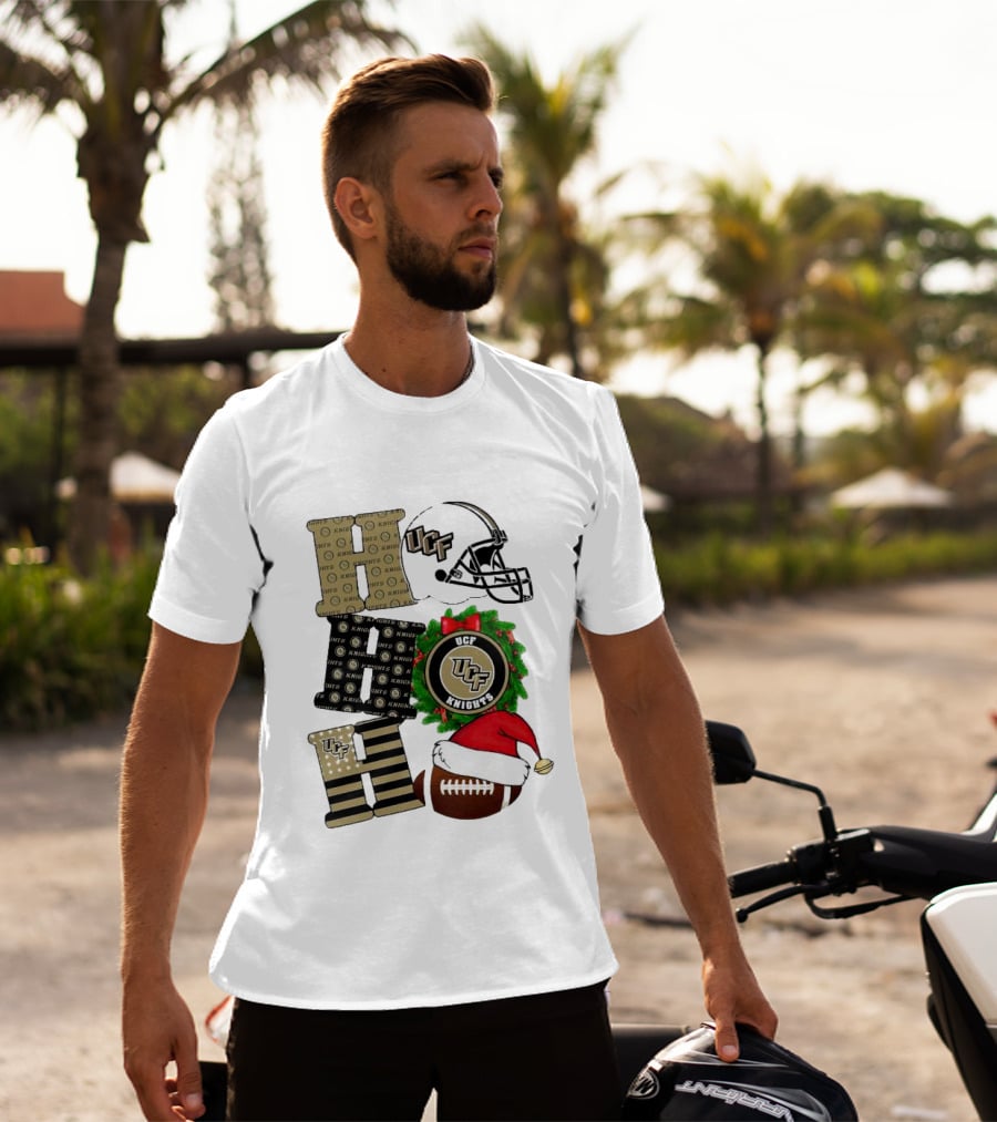 UCF Knights Christmas Helmet Wreath Football Holiday Cheer T-Shirt