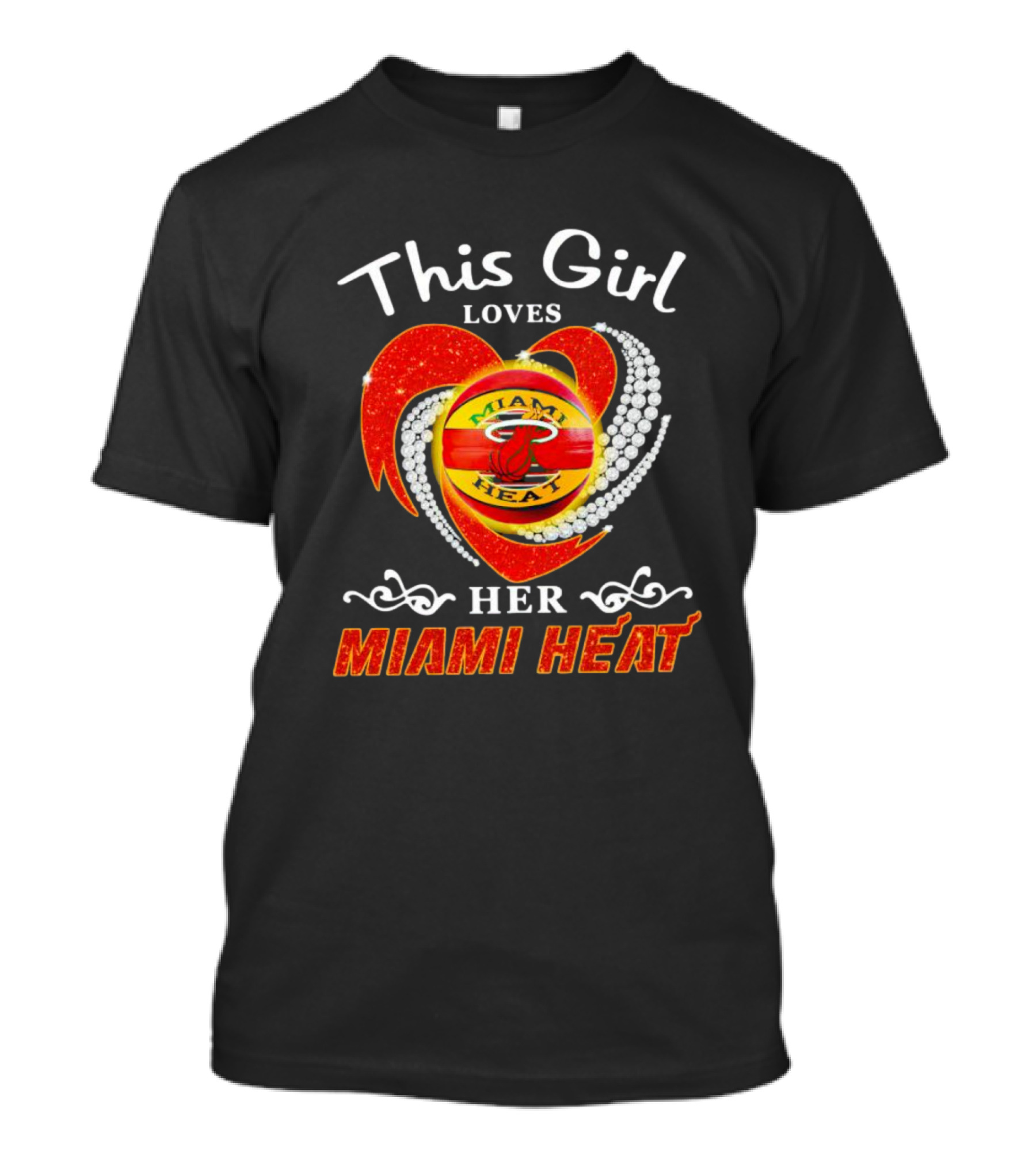 This Girl Loves Her Miami Heat Sparkling Heart T-Shirt