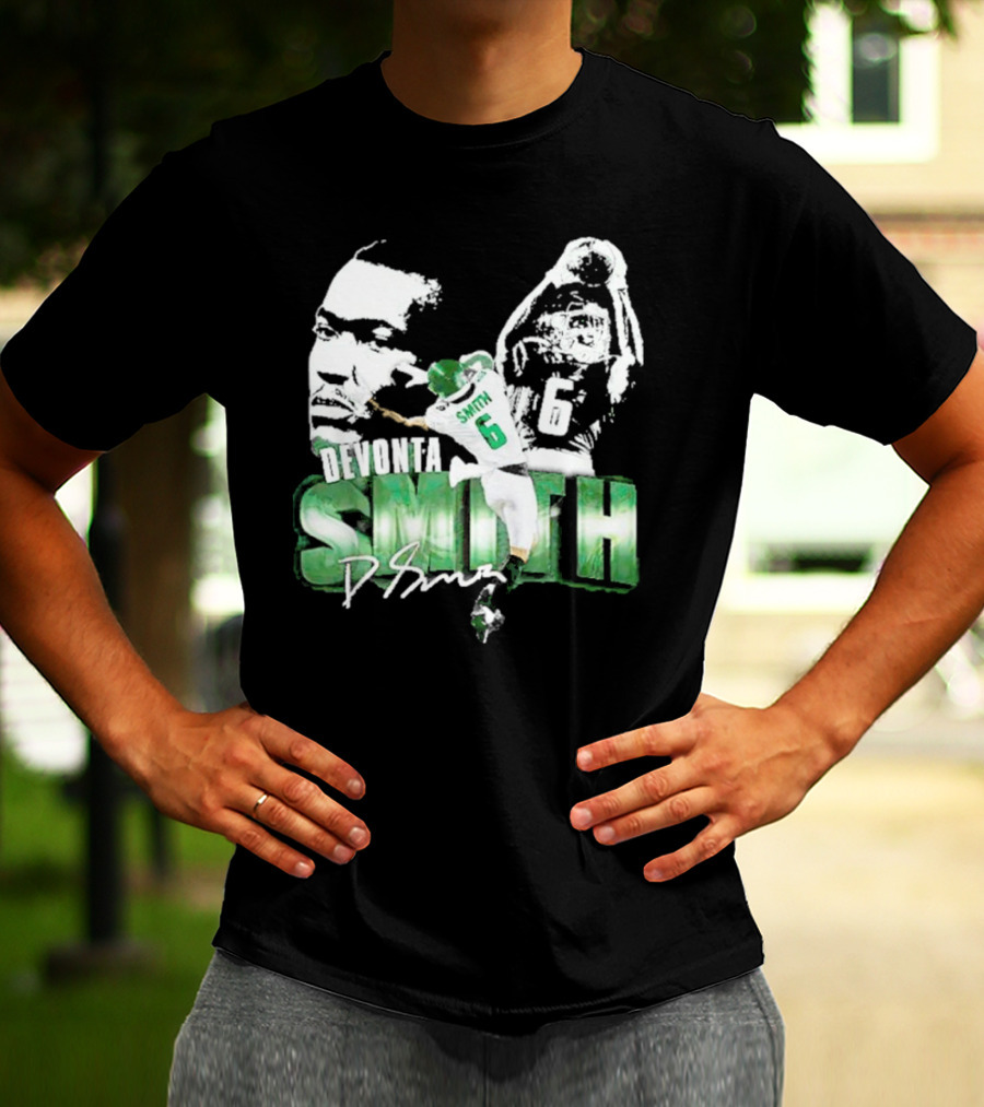 DeVonta Smith Philadelphia Number 6 Football Chrome Look T-Shirt