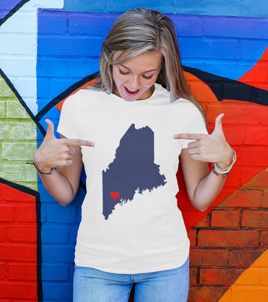 Lewiston Strong Heart Map Maine T-Shirt