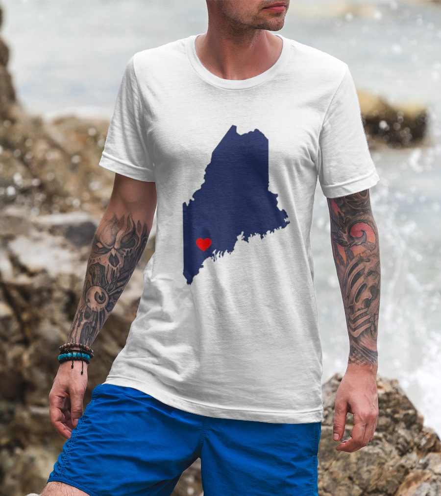 Lewiston Strong Heart Map Maine T-Shirt