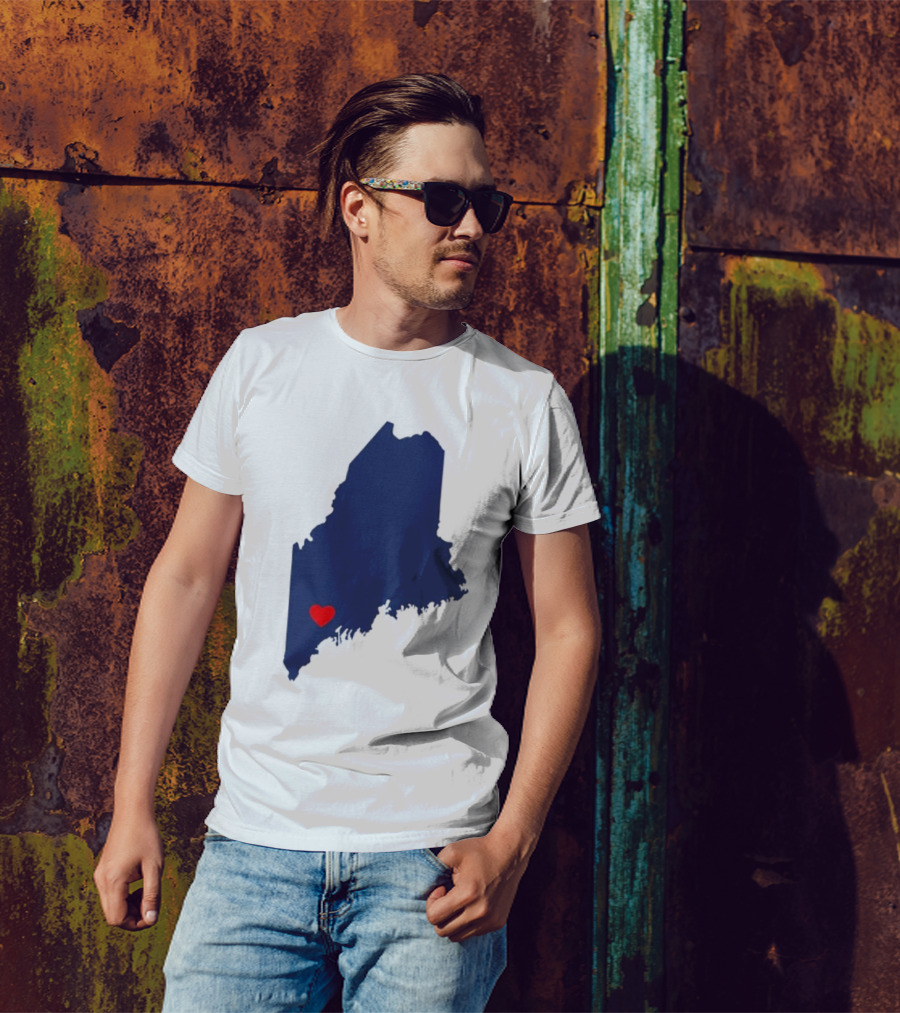 Lewiston Strong Heart Map Maine T-Shirt