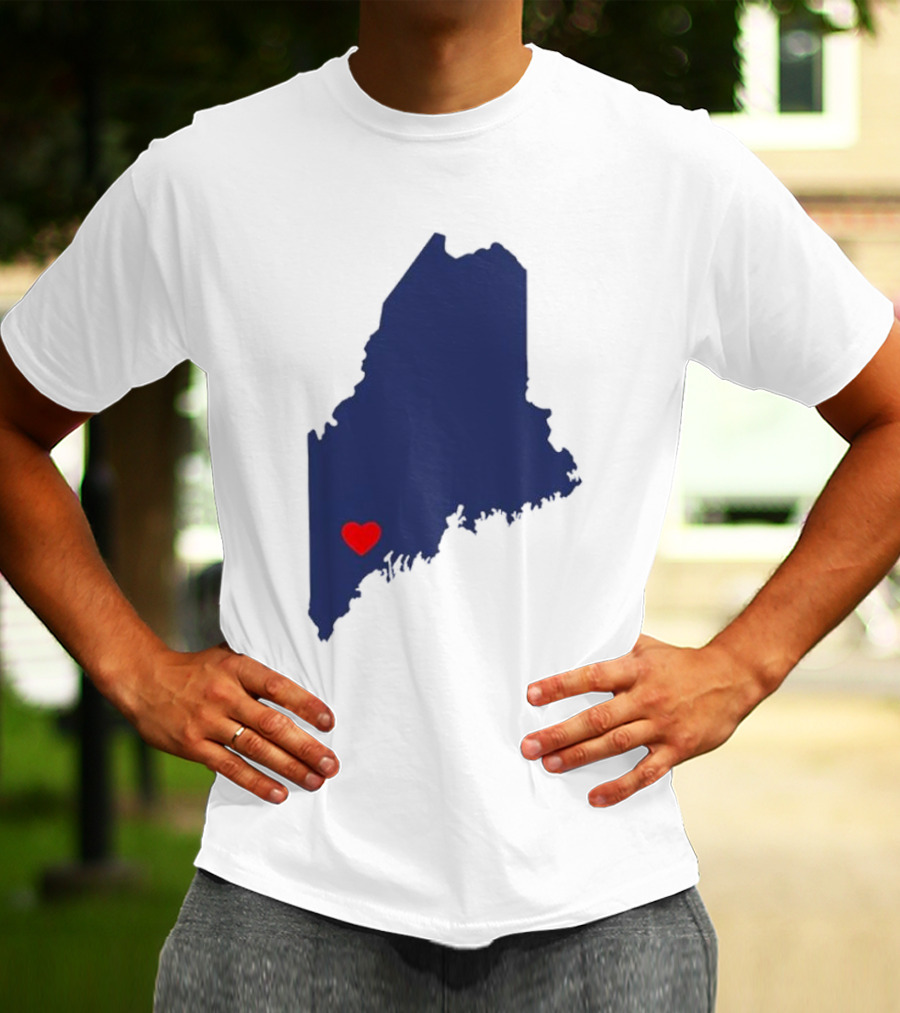 Lewiston Strong Heart Map Maine T-Shirt