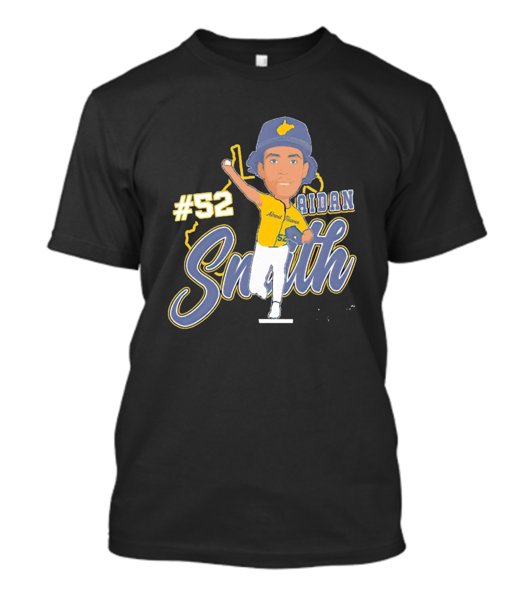 52 Aidan Smith Mountaineers Caricature Signature T-Shirt