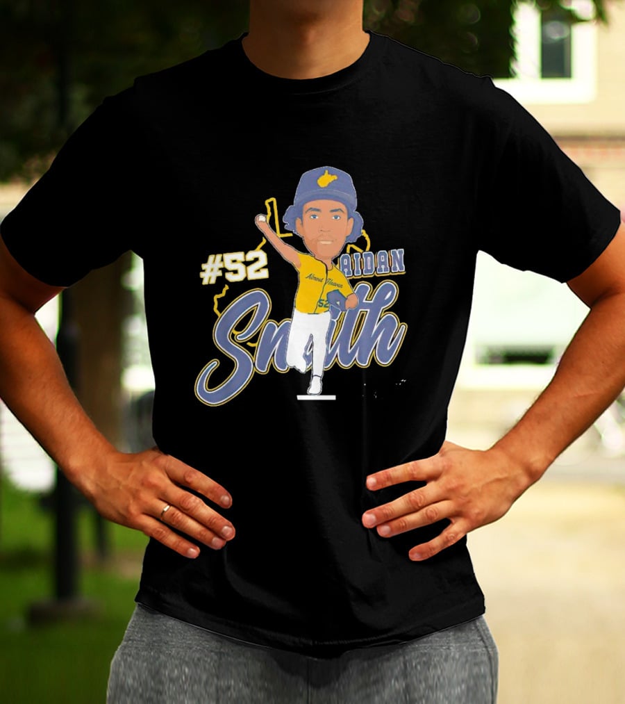 52 Aidan Smith Mountaineers Caricature Signature T-Shirt