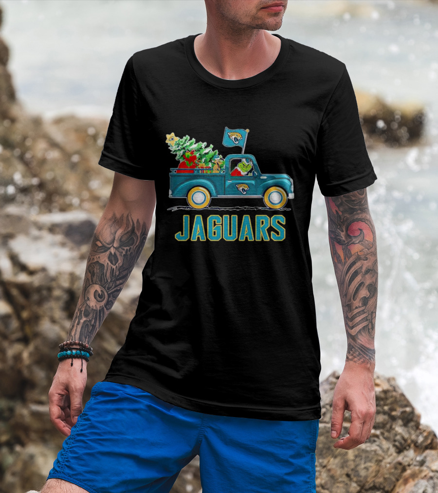 Grinch Christmas Truck Jacksonville Jaguars Holiday T-Shirt