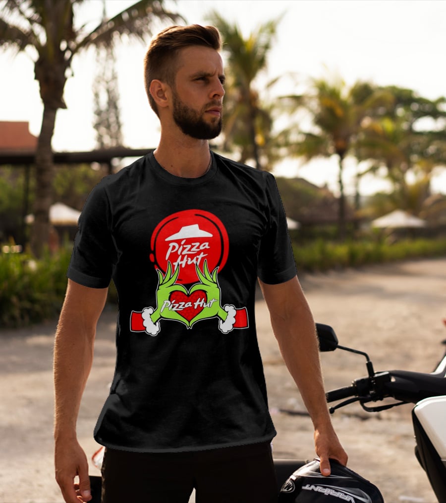 Pizza Hut Christmas Grinch Hands Heart T-Shirt