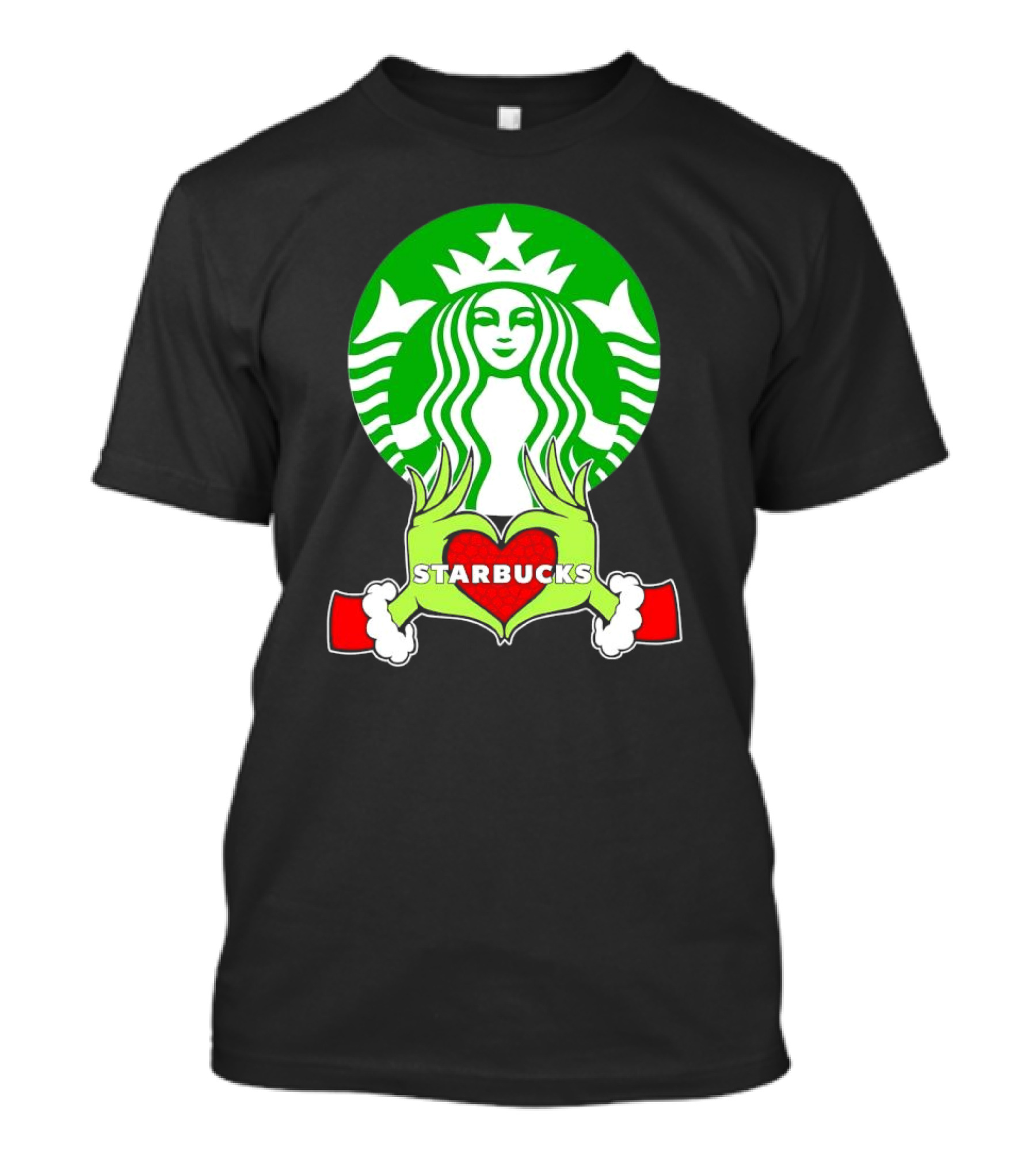 Grinch Hands Holding Heart Starbucks Christmas T-Shirt
