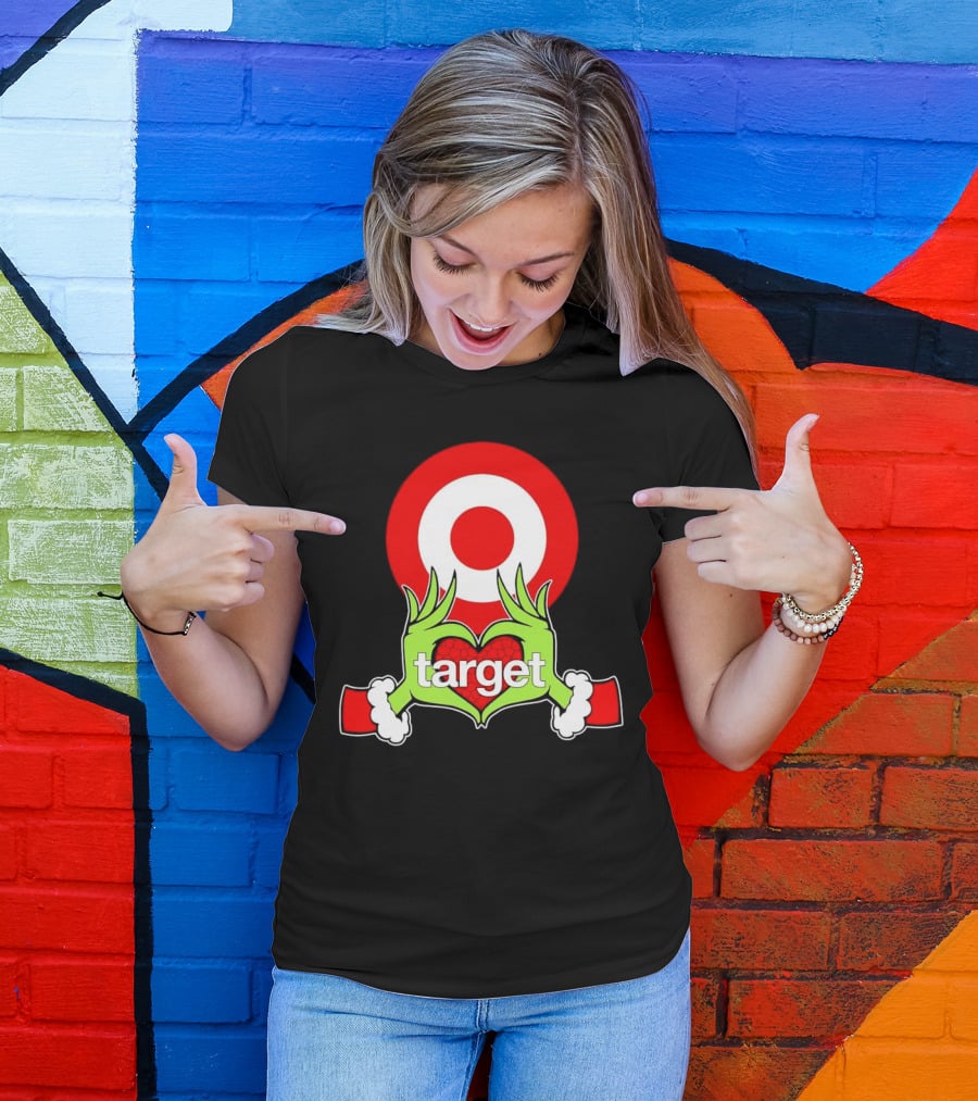 Grinch Hands Holding Heart In Front Of Target Christmas T-Shirt