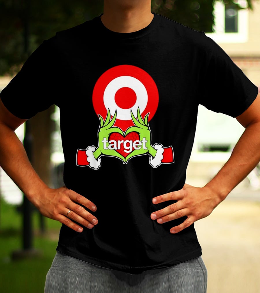 Grinch Hands Holding Heart In Front Of Target Christmas T-Shirt