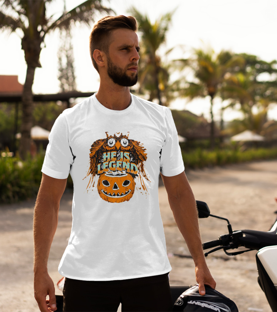 HE IS LEGEND Pumpkin Owl Halloween T-Shirt