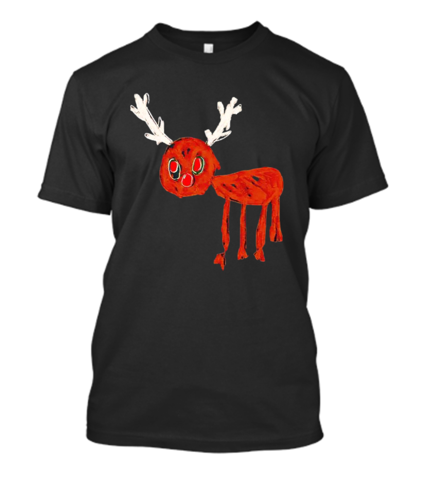 Reindeer Drawing Red Nose Cartoon T-Shirt