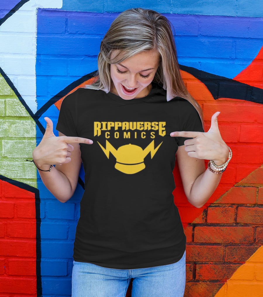 Rippaverse Comics Logo With Yellow Lightning And Cap T-Shirt