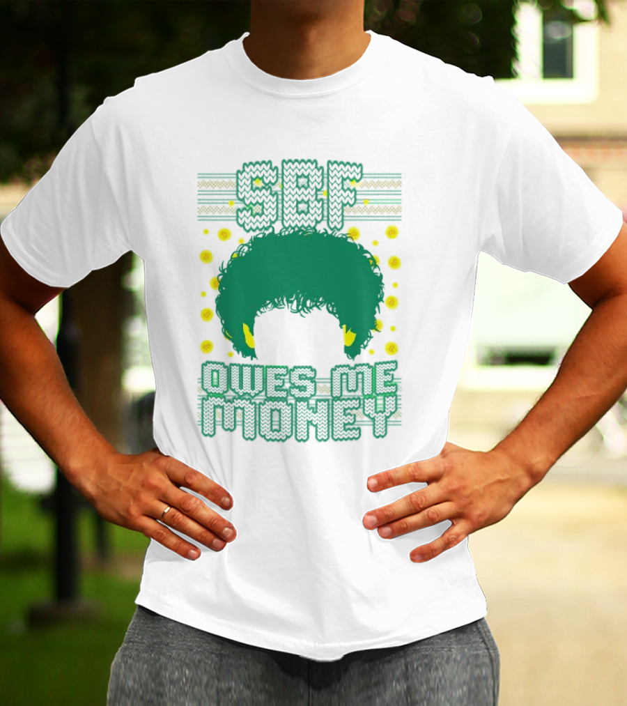 SBF Owes Me Money Christmas Sweater Style Green Hair Pixels T-Shirt