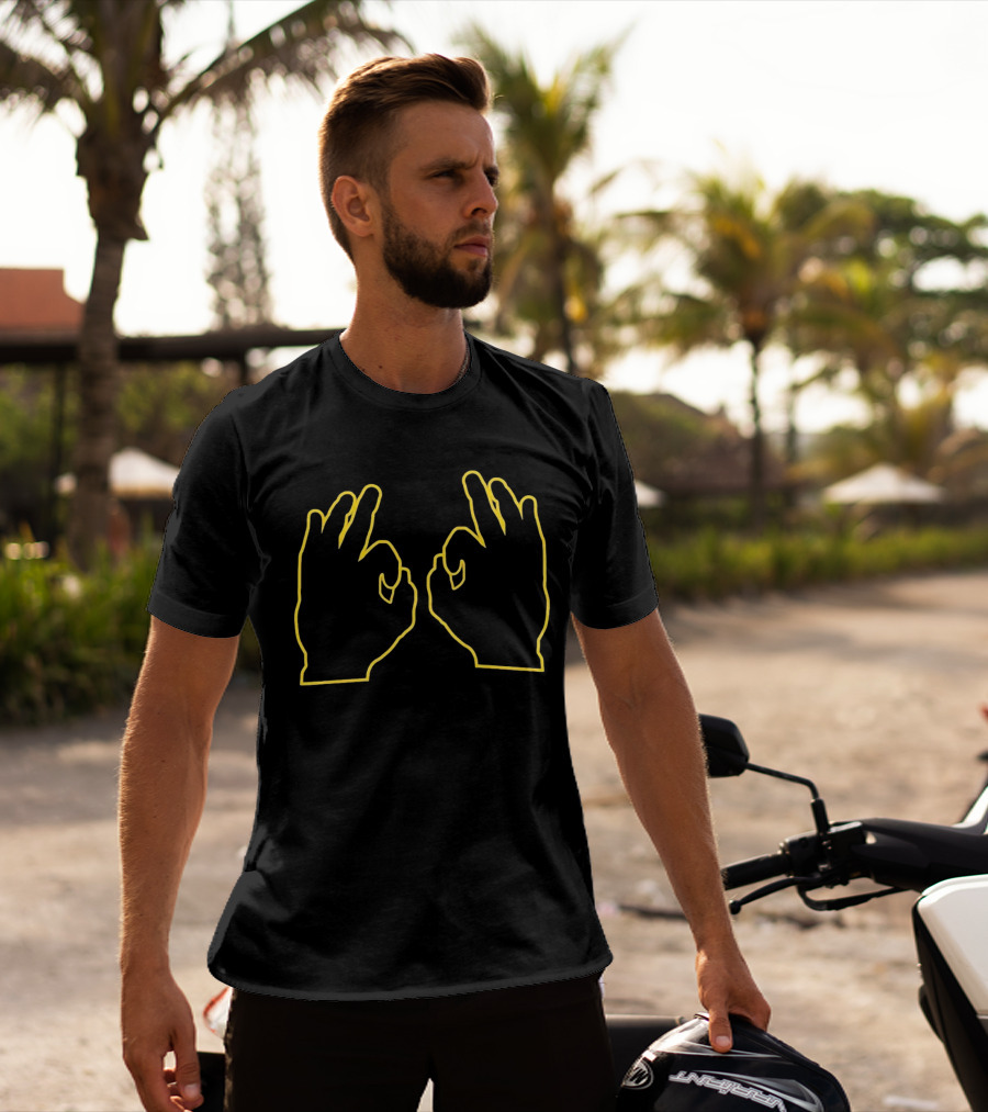 Southern Miss Three Yellow Outline Hand Gesture T-Shirt