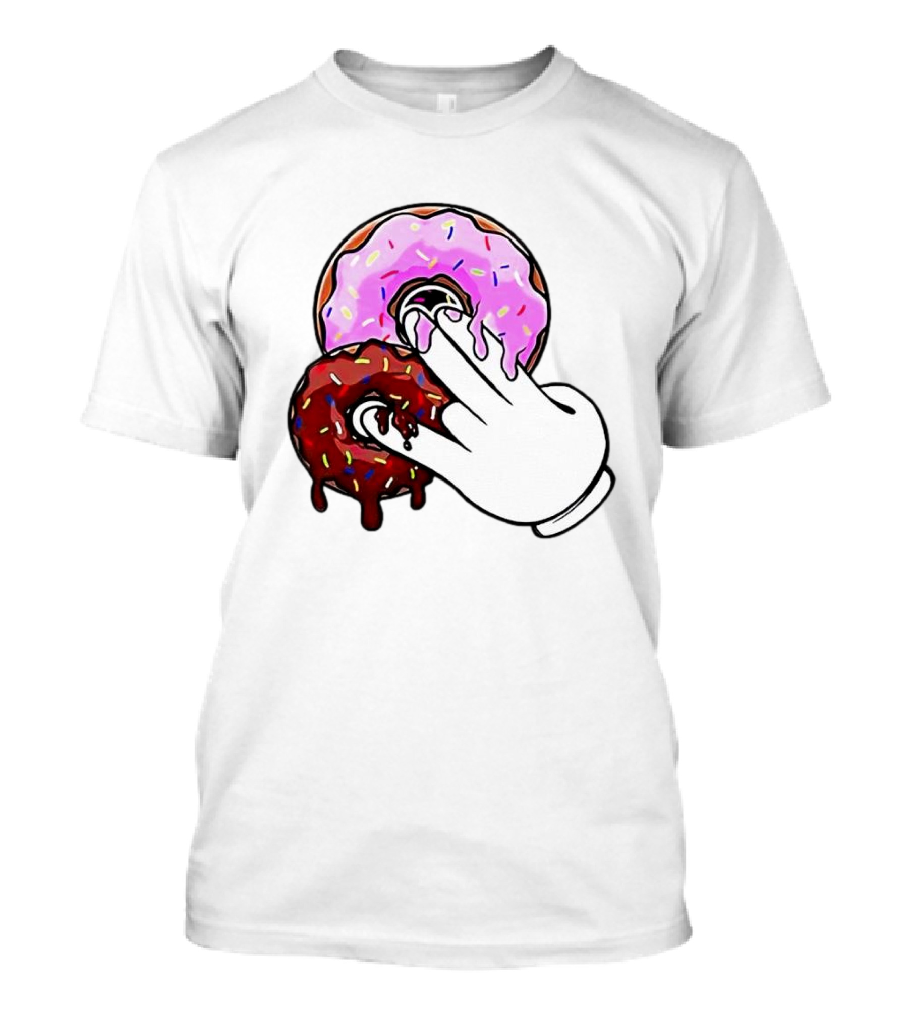 2 Pink Donuts 1 Brown Donut Animated Hand Gesture T-Shirt