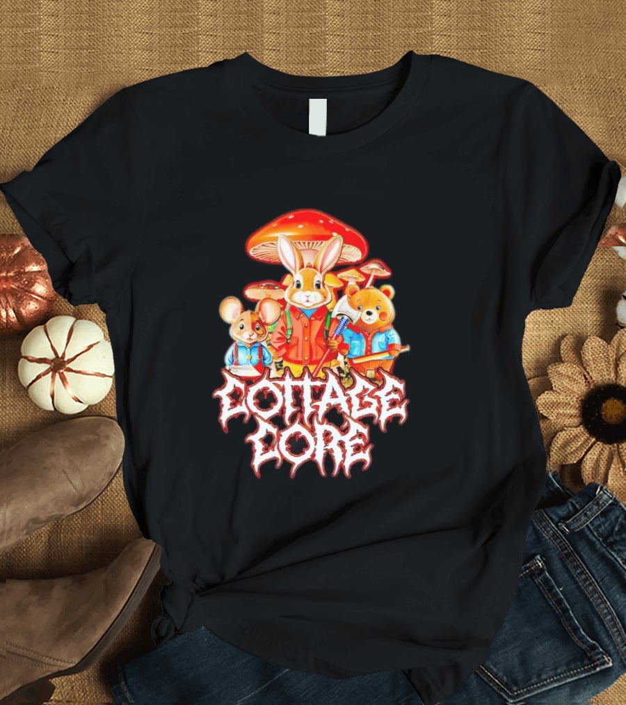Cottage Core Bunny Mushroom Trio T-Shirt